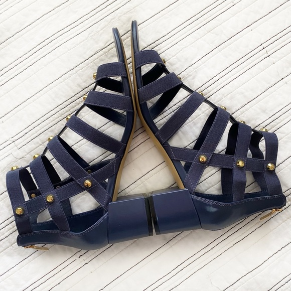 Marc Fisher Cage Sandals with Block Heels in Navy sz 9.5 - Picture 6 of 7